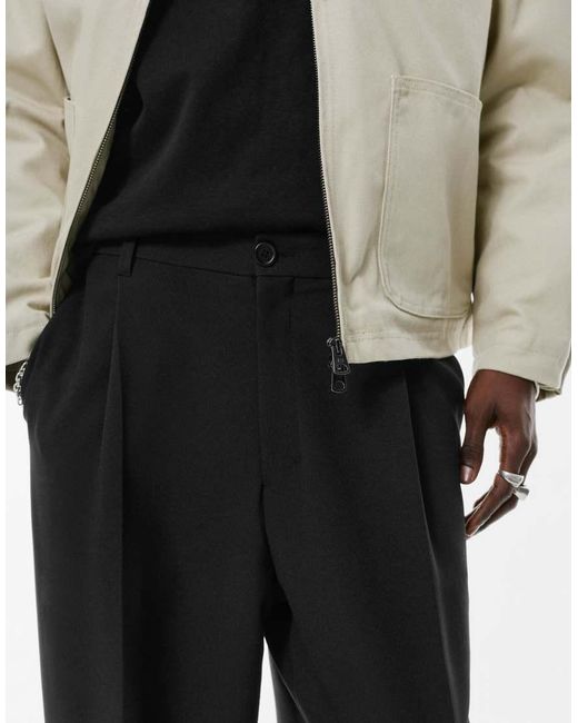 Pull&Bear Natural Tailored Fit Trousers for men