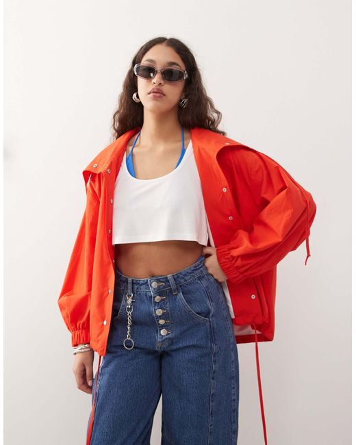 ASOS Red Poplin Shirt Jacket