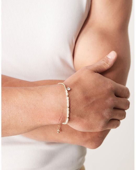 ASOS – perlenarmband in Natural für Herren