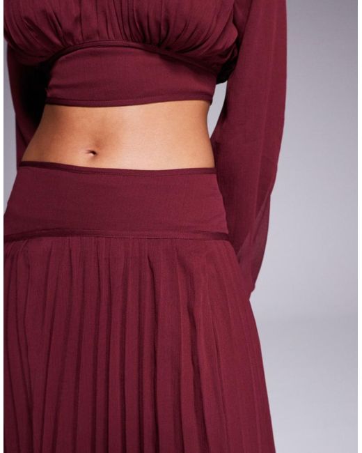 ASOS Purple Dropped Waist Pleated Detail Maxi Skirt