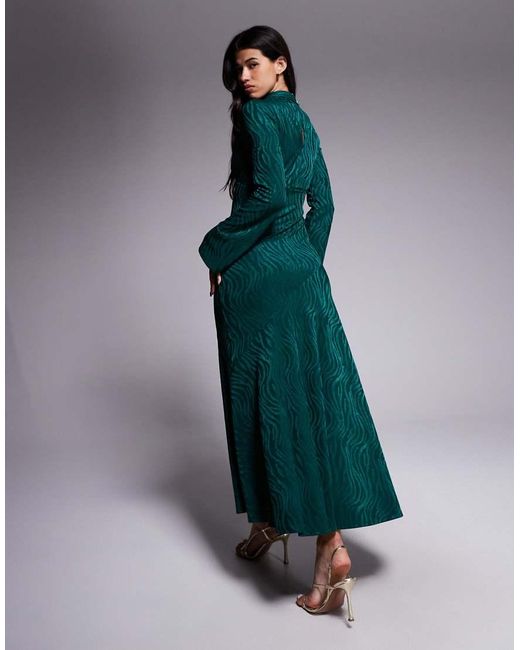 DASKA Green High Neck Maxi Dress