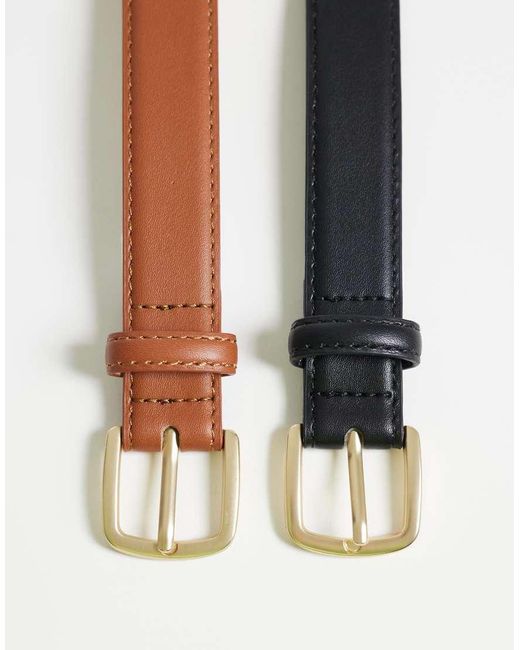 Pieces Multicolor 2 Pack Gold Buckle Belts