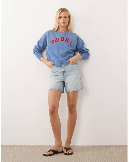 Polo Ralph Lauren Blue Rl Button Up Sweatshirt