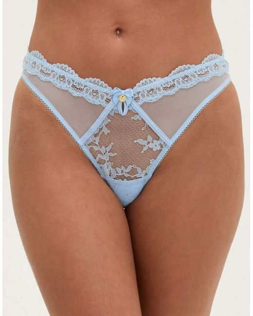 Boux Avenue Blue Veronique Lace Thong Floral Lace High Leg Underwear