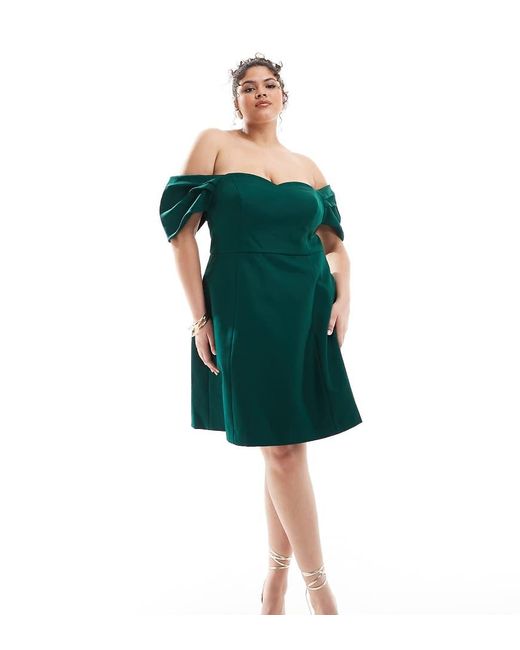 Forever New Green Off Shoulder Structured Mini Dress