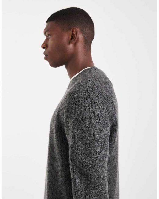 Jack & Jones Gray Premium Ribbed Fluffy Jumper for men