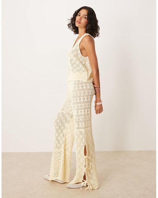 ASOS Natural Knitted Tie Front Top Co-ord