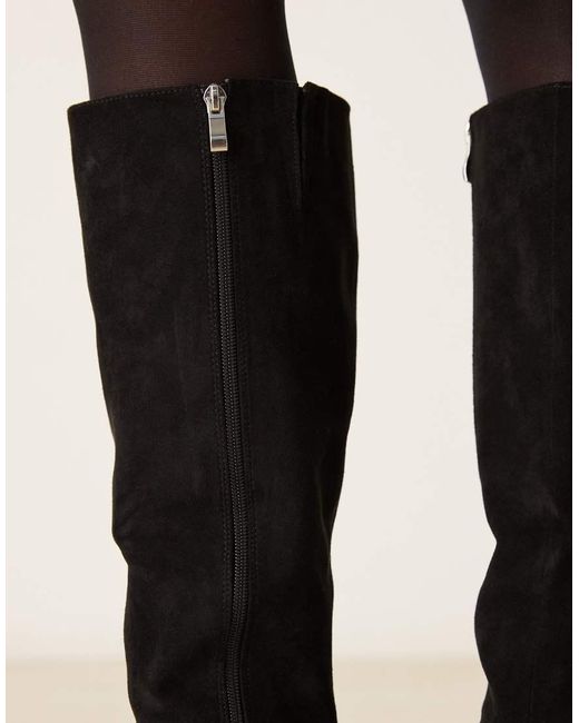 Botas Negras De Tacón Grueso De Tejido Microtexturizado Ishbel De -Negro Raid de color Black