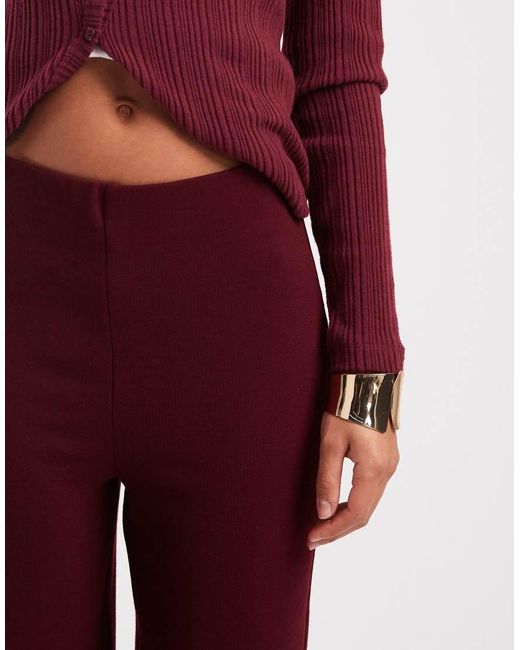 ASOS Red Wide Leg Heavyweight Rib Knit Pants