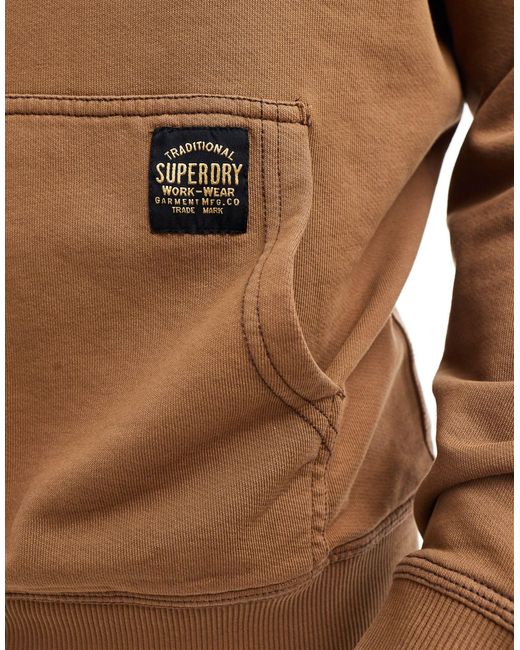 Superdry Brown Contrast Stitch Relaxed Hoodie for men