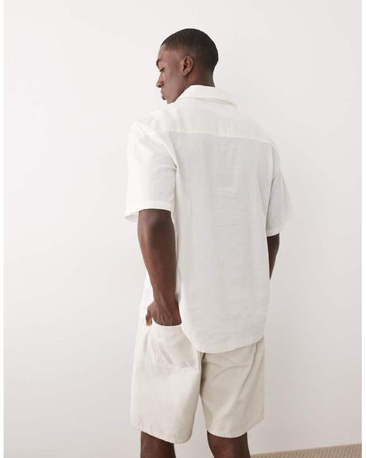 Only & Sons White Relaxed Fit Polo With Linen for men