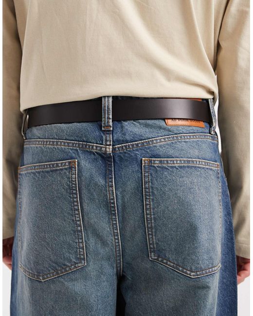 Austin - ceinture en cuir avec boucle à logo - marron foncé Tommy Hilfiger pour homme en coloris Blue