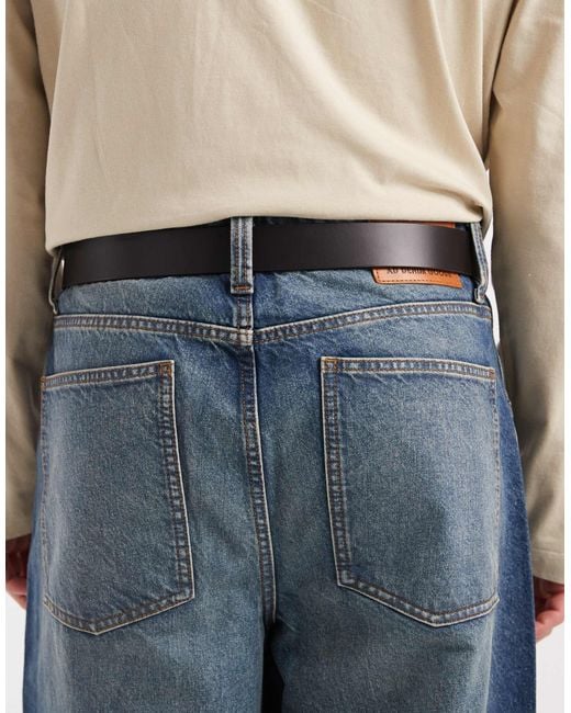 Tommy Hilfiger Blue Austin Leather Belt With Logo Buckle for men