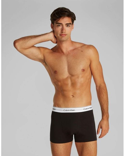 Calvin Klein White Icon Cotton Stretch 3 Pack Darted Trunk for men