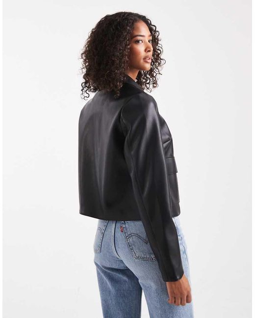 New Look Blue Patch Pocket Pu Jacket