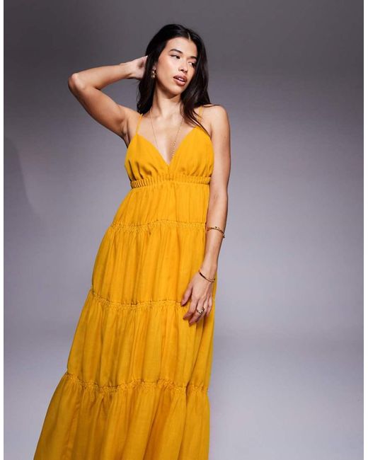 ASOS Tiered Cami Maxi Dress With Ruching Details And Volume Skirt in ...