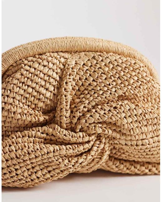 Mango Natural Twist Detail Woven Clutch Bag