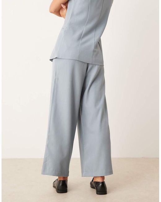 JDY Petite Blue Highwaist Pleated Wide Leg Trouser Co-Ord