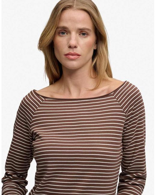 Superdry Brown Bardot Off Shoulder Top