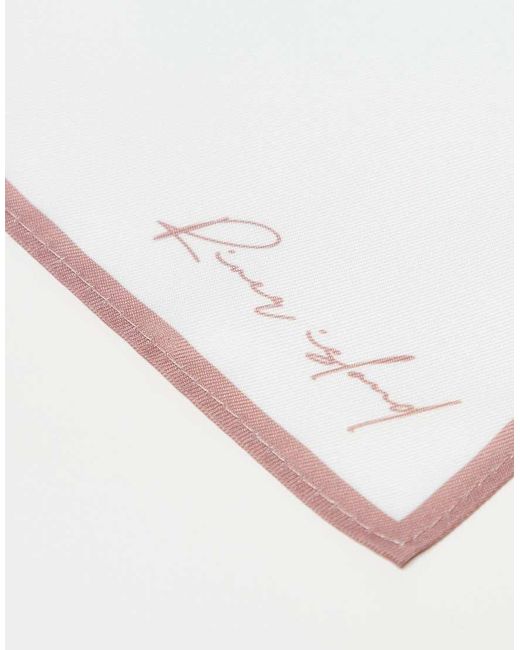 River Island Pink Herringbone Tie And Pocket Square Set for men