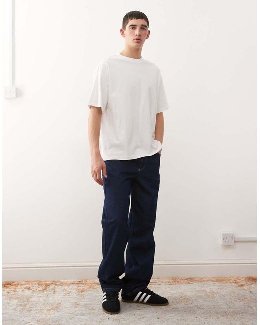 Camiseta Blanca De Corte Cuadrado Holgado De Punto Liso Grueso De Weekday de hombre de color White