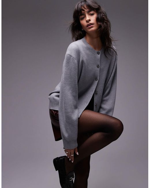 ARKET Gray – strickjacke aus kompaktem strick