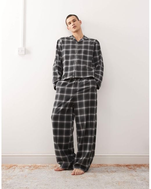Weekday – kariertes oversize-hemd aus flanell in Gray für Herren