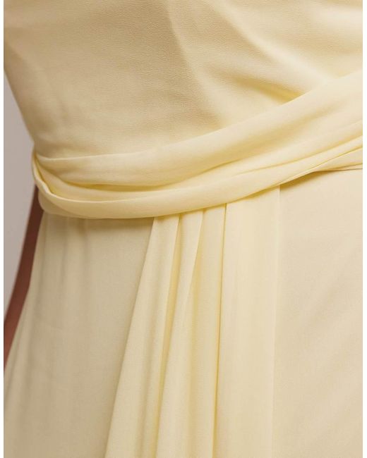 Tfnc Plus Metallic Bridesmaid Chiffon Fallen Shoulder Scarf Drape Detail Maxi Dress