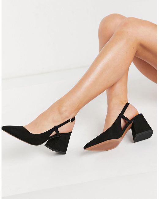 ASOS Sydney Slingback Mid Heels in Black | Lyst UK