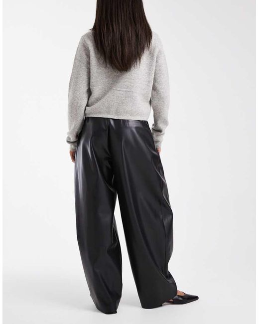 ASOS White Faux Leather Cocoon Tailored Trousers