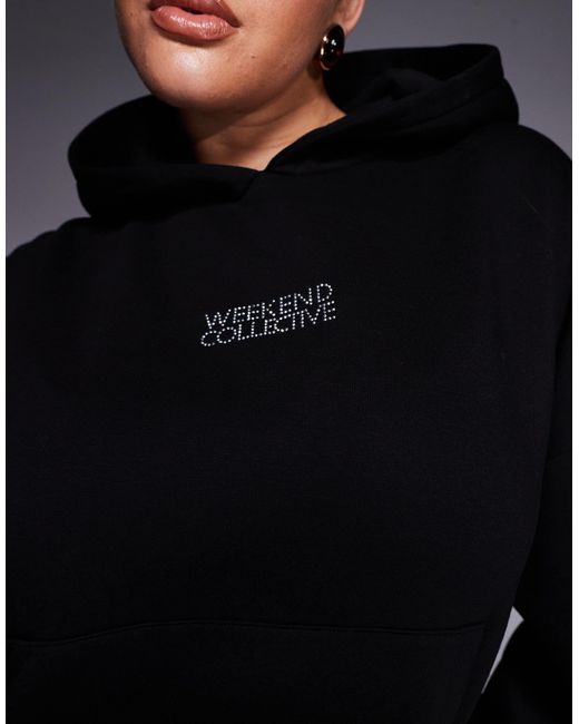 ASOS Black Weekend Collective Curve Hoodie With Hotfix Diamante Graphic
