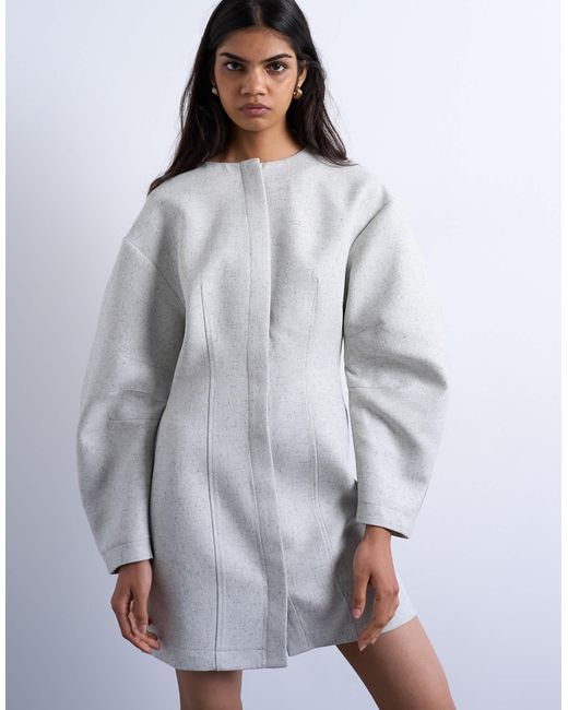 TOPSHOP Women's Gray Cocoon Structured Mini Dress