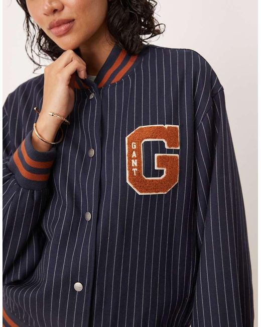 Gant Bomberjack Met Varsity-Logo in het Blue