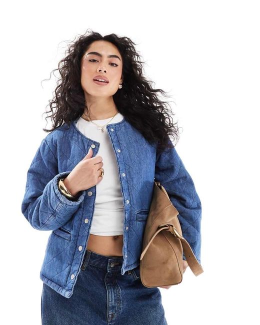 ONLY Blue Quilted Denim Jacket