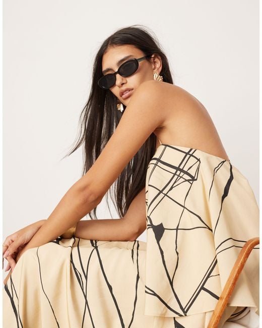 ASOS Natural Strappy Square Neck Maxi Dress With Pockets And Dramatic Drape Detail