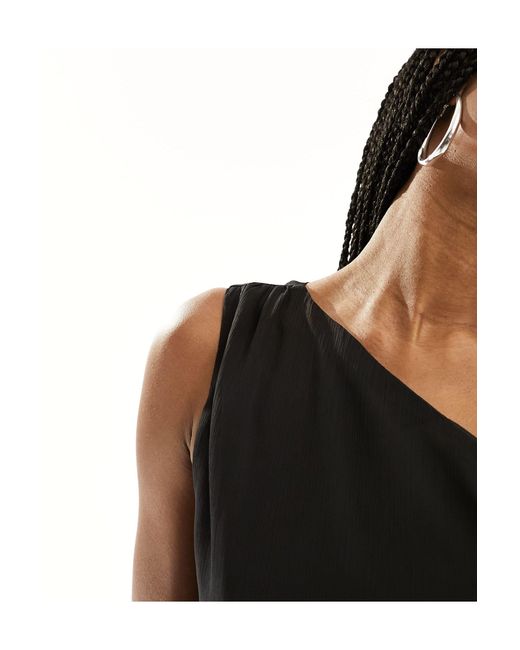 Motel Black – asymmetrisches knielanges kleid mit one-shoulder-träger aus netzstoff