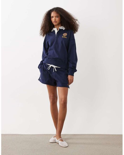 Polo Ralph Lauren Blue Wimbledon Capsule Rugby Polo With Crest Embroidery
