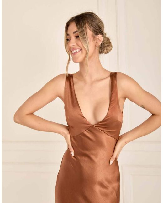 Six Stories Natural Twist Back Satin Bridesmaid Dress