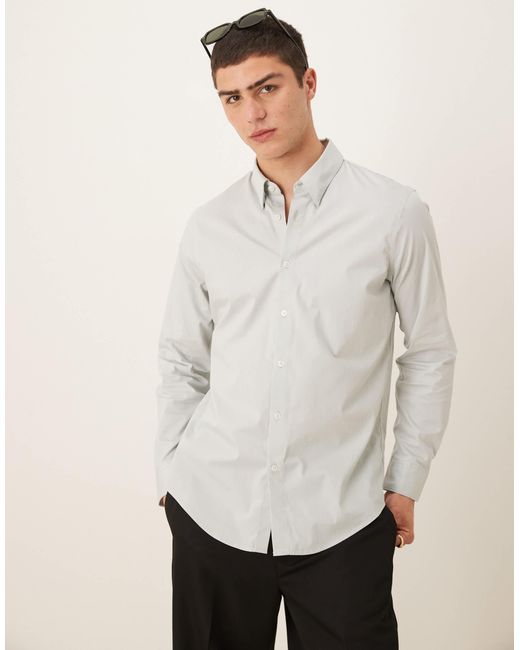 Abercrombie & Fitch – langärmliges hemd in White für Herren