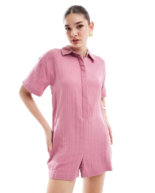 ASOS Pink Shirt Romper Playsuit