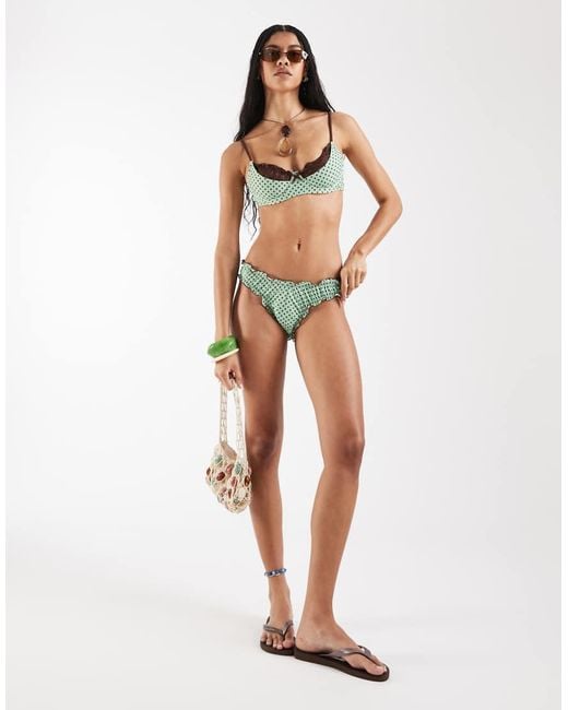 Reclaimed Vintage White Frilly Bikini Bottom