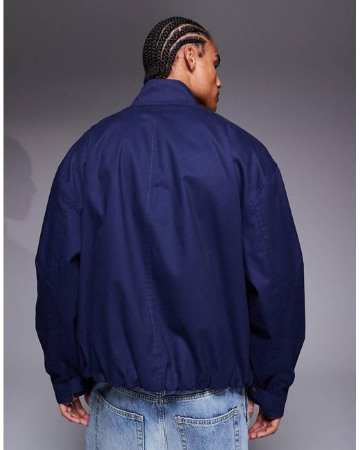 ASOS Blue Oversized Funnel Neck Jacket for men