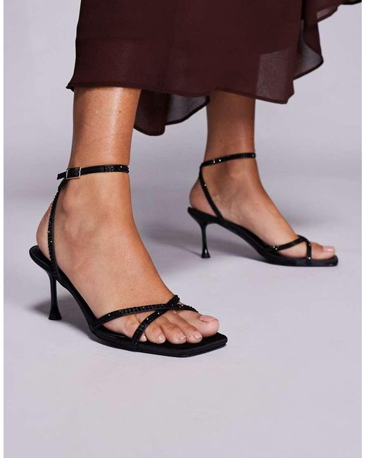 SIMMI Black Simmi London Eleonoora Kitten Heel Sandals