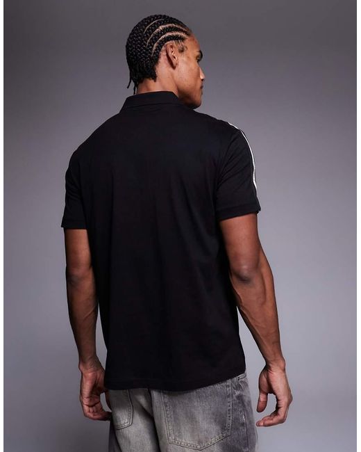 EA7 Gray Armani Polo Shirt With Contrast Logo Taping for men