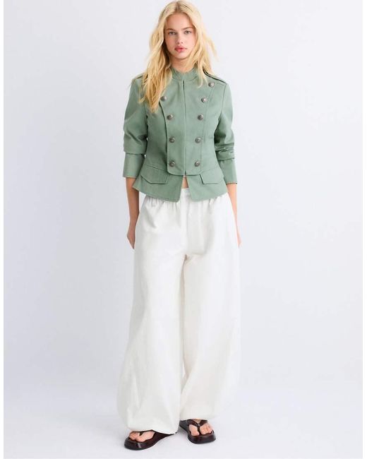 Stradivarius Militaire Blazer in het Green