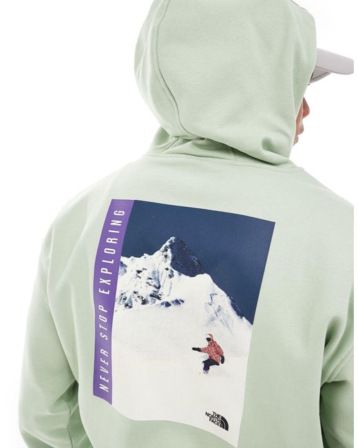 Snowboard - felpa salvia con cappuccio e stampa rétro sulla schiena di The North Face in Green da Uomo
