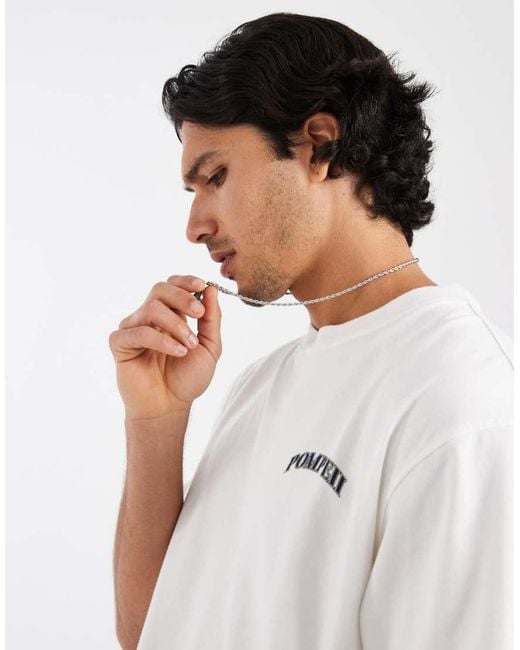 Pompeii UK White Pompeii Madrid Location Back Print T-shirt for men
