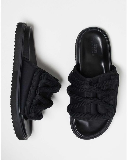 ASOS Black Neoprene Tech Slider Sandals for men