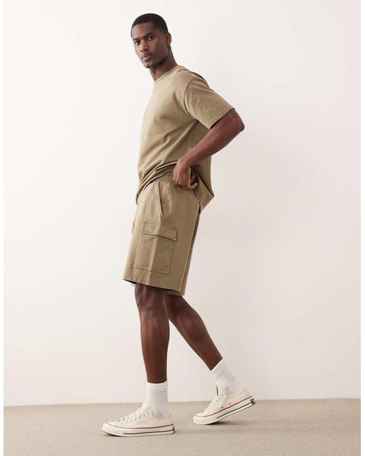 New Look Natural Washed Cargo Shorts for men