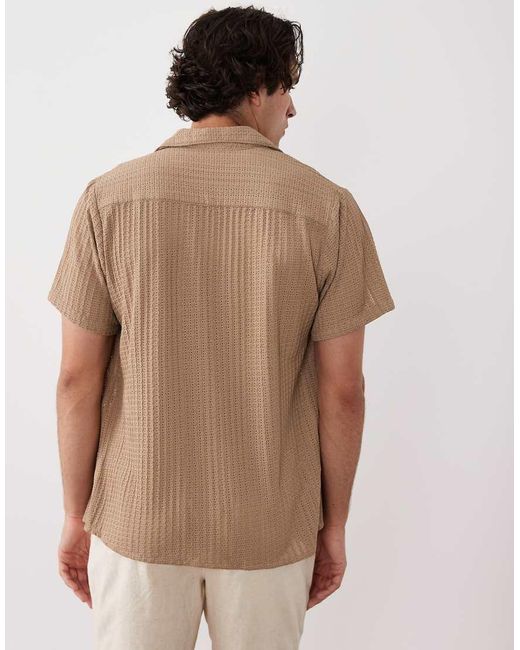 South Beach Brown Crochet Beach Shirt for men